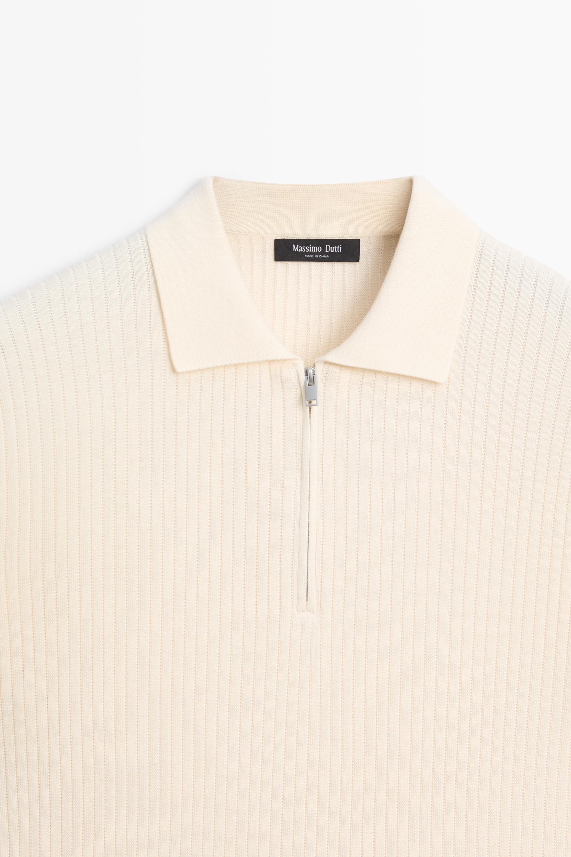 Cotton knit half-zip polo